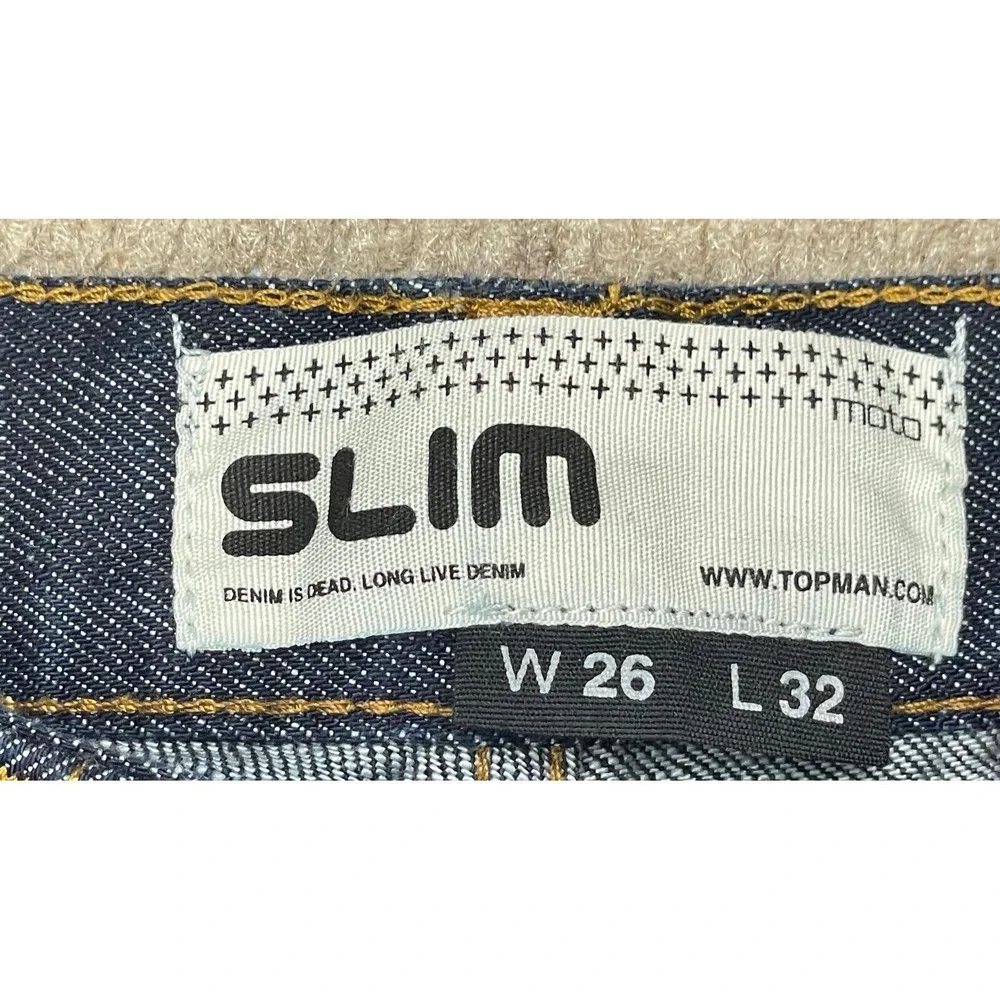 Topman Moto Slim Selvedge Button Fly Men's Denim Jeans Size 26x32